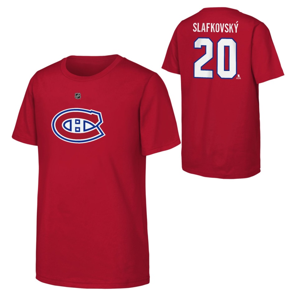 Montreal Canadiens dětské tričko Juraj Slafkovsky Montreal Canadiens Flat Name & Number Ctn Tee - Montreal Canadiens dětské oblečení
