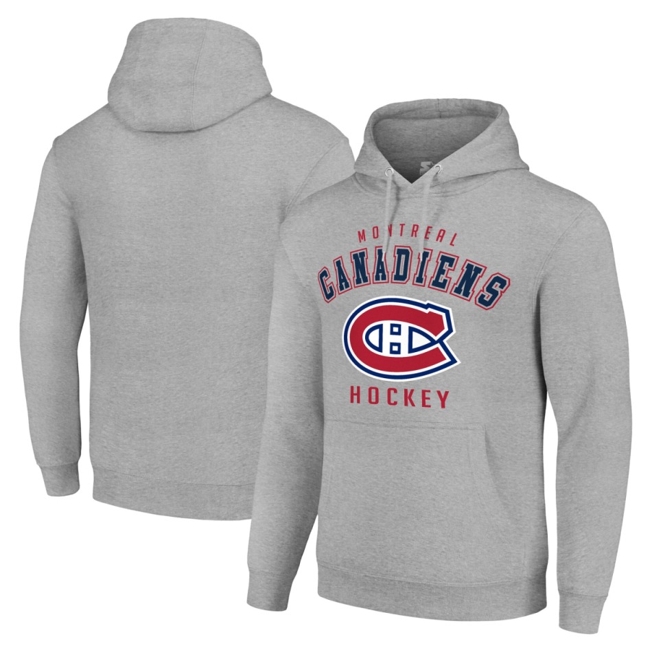 Pánská mikina Montreal Canadiens NHL Heather Gray Logo Pullover Hoodie - Montreal Canadiens mikiny, bundy, kalhoty