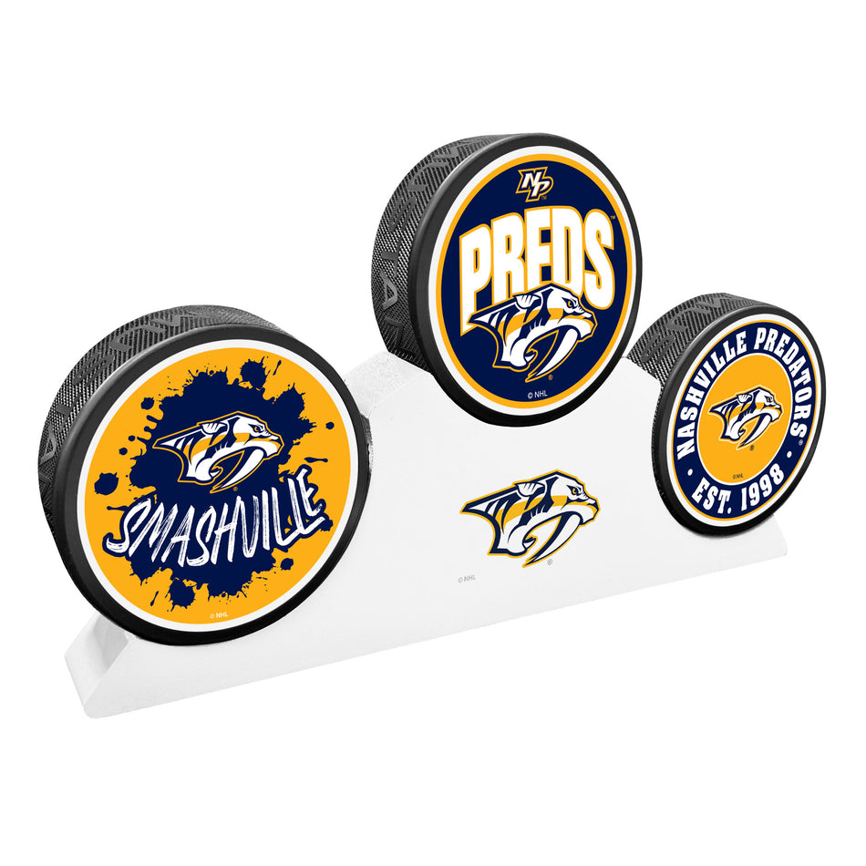 Nashville Predators puk 3 Puck Podium Set