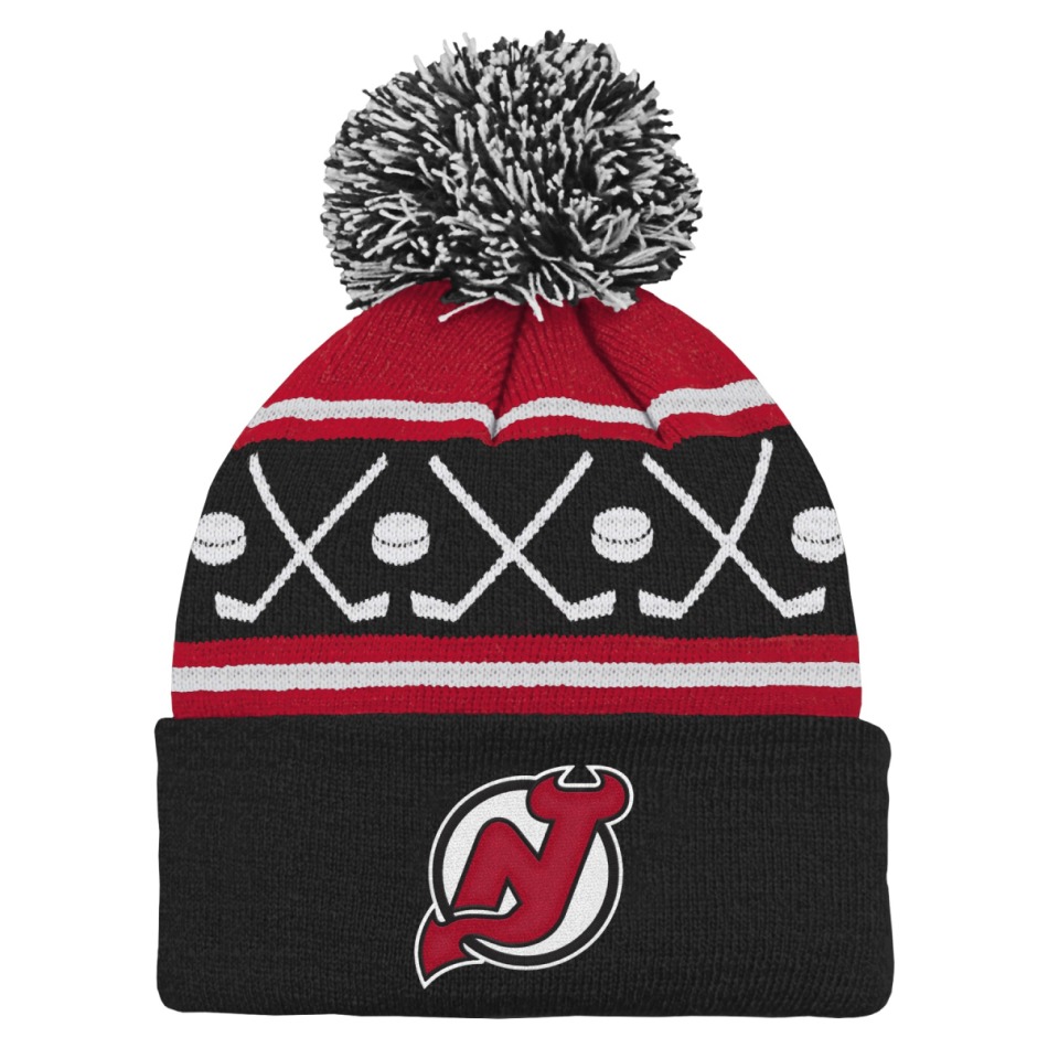 New Jersey Devils dětská zimní čepice NHL Face-Off Cuff Pom - New Jersey Devils dětské oblečení