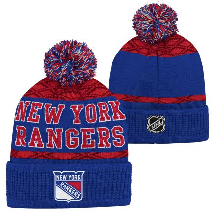 New York Rangers dětská zimní čepice Puck Pattern Cuffed Pom - New York Rangers dětské oblečení