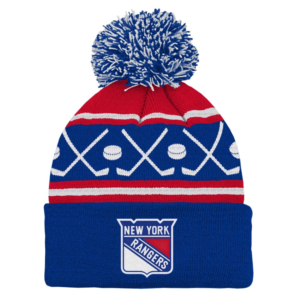 New York Rangers dětská zimní čepice Face-Off Cuff Pom - New York Rangers dětské oblečení