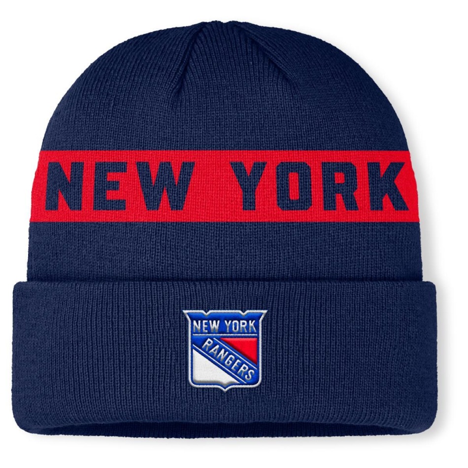 New York Rangers zimní čepice Authentic Pro A/Cap Cuffed inscription - New York Rangers kšiltovky, čepice, rukavice