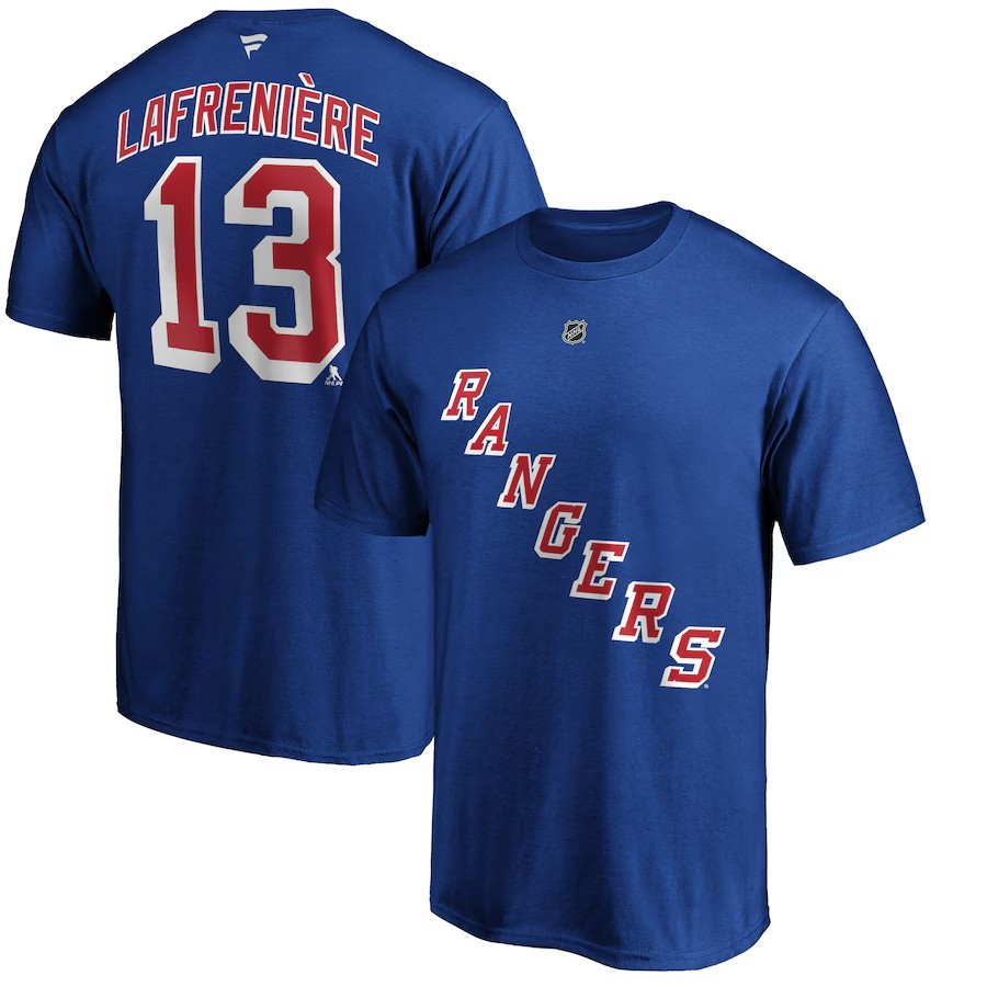 New York Rangers pánské tričko Alexis Lafrenière #13 Stack Logo Name & Number