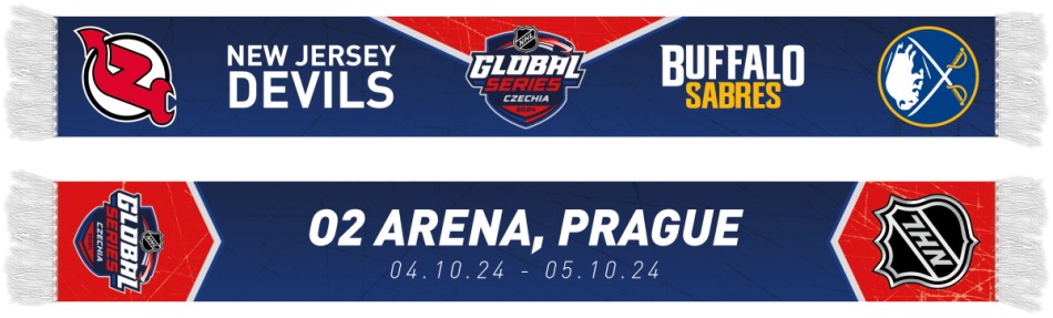 NHL produkty zimní šála NHL Global Series 2024 Czechia Buffalo Sabres vs New Jersey Devils Friendship Printed
