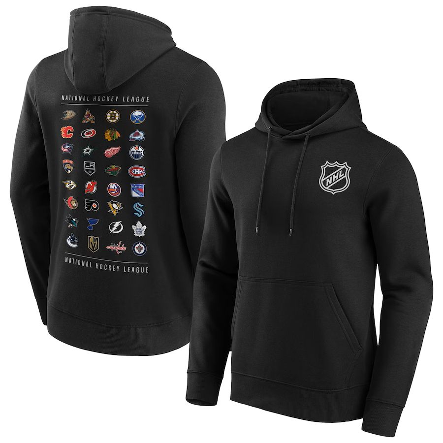 NHL produkty pánská mikina s&nbsp;kapucí All Team Graphic black - NHL produkty mikiny, bundy, kalhoty