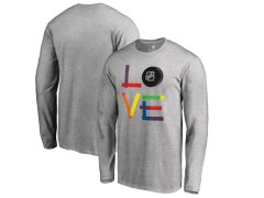 NHL produkty pánské tričko s&nbsp;dlouhým rukávem grey NHL logo Hockey Is For Everyone Love Square