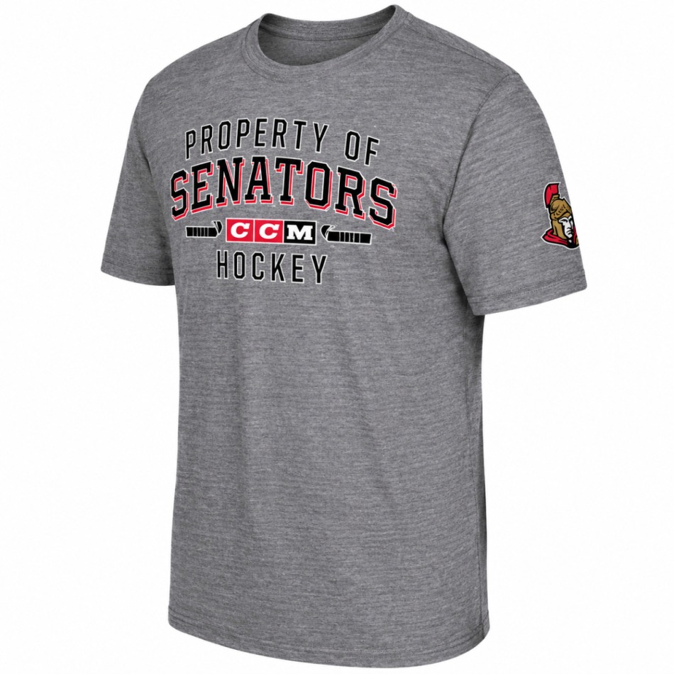 Ottawa Senators pánské tričko CCM Property Block Tri-Blend grey - Ottawa Senators trička, polo trička, košile