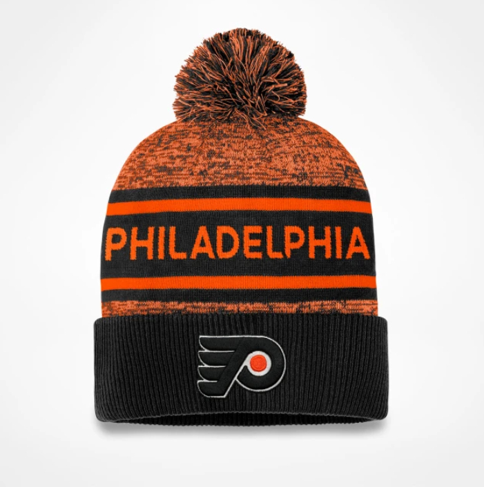 Philadelphia Flyers zimní čepice Authentic Pro Rink Heathered Cuffed Pom Knit - Philadelphia Flyers kšiltovky, čepice, rukavice
