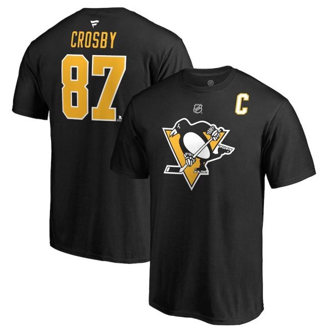 Tričko 87 Sidney Crosby Stack Logo Name & Number Pittsburgh