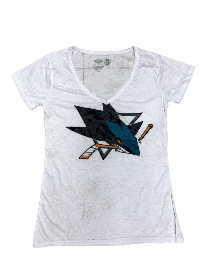 Dámské tričko San Jose Sharks NHL White Shadow Logo - San Jose Sharks dámské oblečení