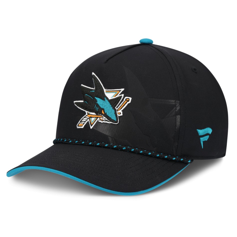 Pánská kšiltovka San Jose Sharks NHL Fanatics Black On Stage Podium Draft A-Frame Adjustable - San Jose Sharks kšiltovky, čepice, rukavice