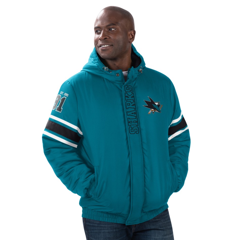 San Jose Sharks pánská bunda s&nbsp;kapucí Tight End Winter Jacket - San Jose Sharks mikiny, bundy, kalhoty