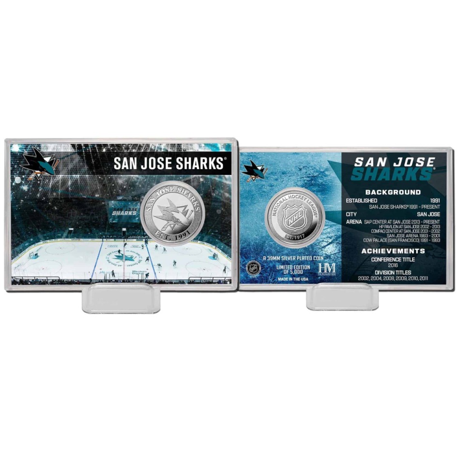 San Jose Sharks sběratelská mince History Silver Coin Card Limited Edition od 5000 - San Jose Sharks ostatní suvenýry