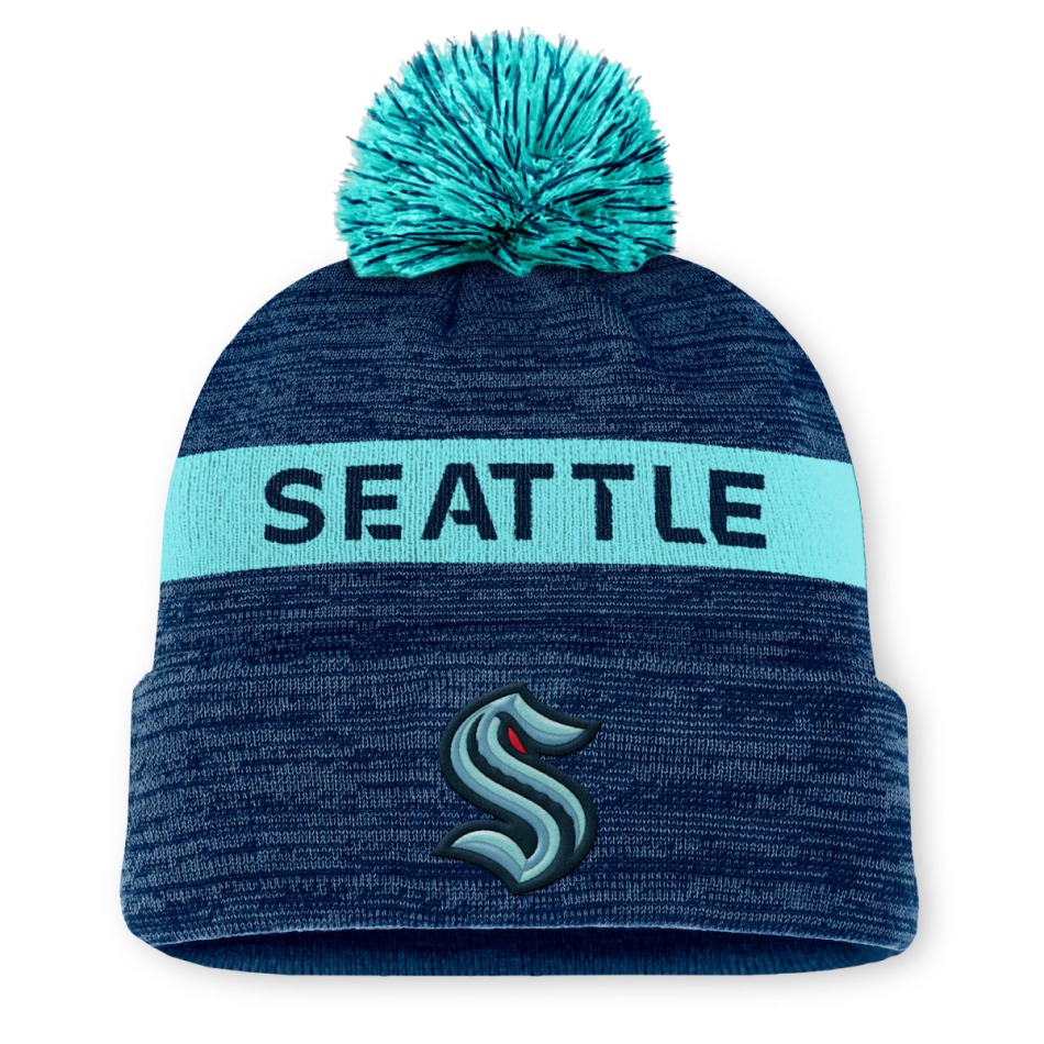 Seattle Kraken zimní čepice Authentic Pro Rink Beanie Cuff With POM - Seattle Kraken kšiltovky, čepice, rukavice