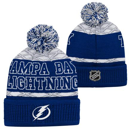 Tampa Bay Lightning dětská zimní čepice Puck Pattern Cuffed Pom - Tampa Bay Lightning dětské oblečení
