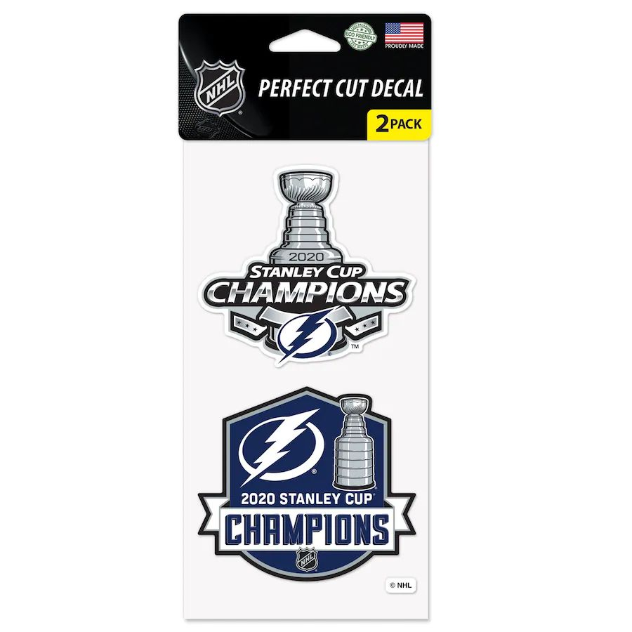 Tampa Bay Lightning samolepky 2020 Stanley Cup Champions 4x8 Perfect Cut Decal 2-Pack - Tampa Bay Lightning stanley Cup 2020