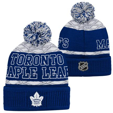 Toronto Maple Leafs dětská zimní čepice Puck Pattern Cuffed Pom - Toronto Maple Leafs dětské oblečení