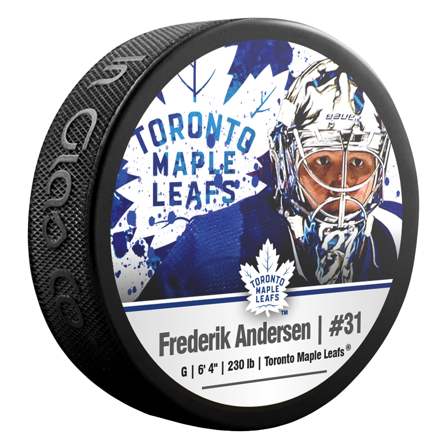 Toronto Maple Leafs puk Frederik Andersen #31 NHLPA - Toronto Maple Leafs hokejové vybavení