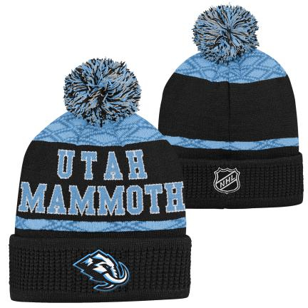 Utah Hockey Club dětská zimní čepice Puck Pattern Cuffed Pom - Utah Hockey Club dětské oblečení