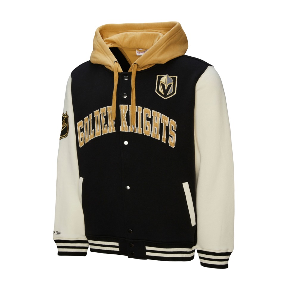 Vegas Golden Knights pánská mikina s&nbsp;kapucí Courtside Fleece Button Front Vintage Logo - Vegas Golden Knights mikiny, bundy, kalhoty
